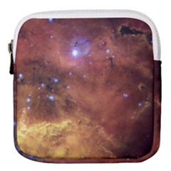 Cosmic Astronomy Sky With Stars Orange Brown And Yellow Mini Square Pouch by genx