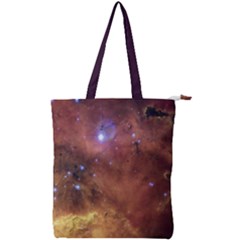 Cosmic Astronomy Sky With Stars Orange Brown And Yellow Double Zip Up Tote Bag by genx