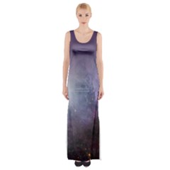 Orion Nebula Pastel Violet Purple Turquoise Blue Star Formation Maxi Thigh Split Dress