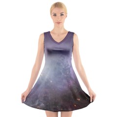 Orion Nebula Pastel Violet Purple Turquoise Blue Star Formation V-neck Sleeveless Dress