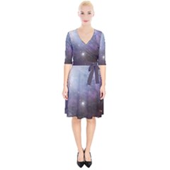Orion Nebula Pastel Violet Purple Turquoise Blue Star Formation Wrap Up Cocktail Dress by genx