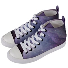 Orion Nebula Pastel Violet Purple Turquoise Blue Star Formation Women s Mid-top Canvas Sneakers by genx