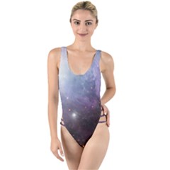 Orion Nebula Pastel Violet Purple Turquoise Blue Star Formation High Leg Strappy Swimsuit