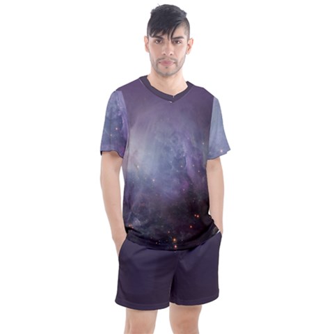 Orion Nebula Pastel Violet Purple Turquoise Blue Star Formation Men s Mesh Tee And Shorts Set by genx