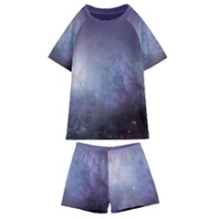 Orion Nebula Pastel Violet Purple Turquoise Blue Star Formation Kids  Swim Tee And Shorts Set by genx