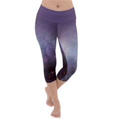 Orion Nebula Pastel Violet Purple Turquoise Blue Star Formation Lightweight Velour Capri Yoga Leggings