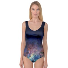 Lagoon Nebula Interstellar Cloud Pastel Pink, Turquoise And Yellow Stars Princess Tank Leotard  by genx