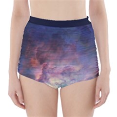 Lagoon Nebula Interstellar Cloud Pastel pink, turquoise and yellow stars High-Waisted Bikini Bottoms