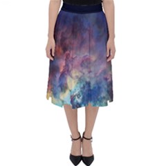 Lagoon Nebula Interstellar Cloud Pastel Pink, Turquoise And Yellow Stars Classic Midi Skirt