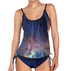 Lagoon Nebula Interstellar Cloud Pastel Pink, Turquoise And Yellow Stars Tankini Set by genx