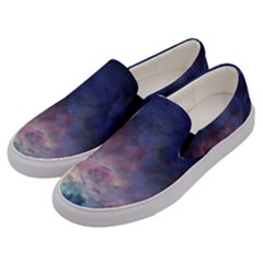 Lagoon Nebula Interstellar Cloud Pastel Pink, Turquoise And Yellow Stars Men s Canvas Slip Ons by genx