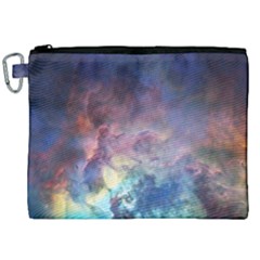 Lagoon Nebula Interstellar Cloud Pastel Pink, Turquoise And Yellow Stars Canvas Cosmetic Bag (xxl)