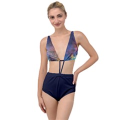 Lagoon Nebula Interstellar Cloud Pastel Pink, Turquoise And Yellow Stars Tied Up Two Piece Swimsuit by genx