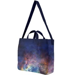 Lagoon Nebula Interstellar Cloud Pastel Pink, Turquoise And Yellow Stars Square Shoulder Tote Bag by genx