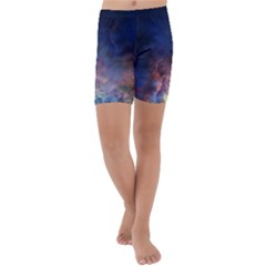 Lagoon Nebula Interstellar Cloud Pastel Pink, Turquoise And Yellow Stars Kids  Lightweight Velour Capri Yoga Leggings