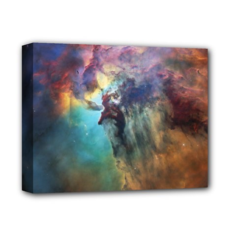 Lagoon Nebula Interstellar Cloud Pastel Pink, Turquoise And Yellow Stars Deluxe Canvas 14  X 11  (stretched) by genx