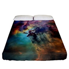 Lagoon Nebula Interstellar Cloud Pastel Pink, Turquoise And Yellow Stars Fitted Sheet (california King Size)