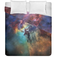 Lagoon Nebula Interstellar Cloud Pastel Pink, Turquoise And Yellow Stars Duvet Cover Double Side (california King Size)