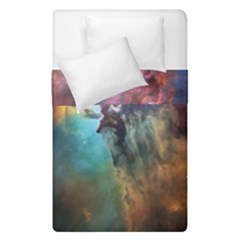 Lagoon Nebula Interstellar Cloud Pastel Pink, Turquoise And Yellow Stars Duvet Cover Double Side (single Size)