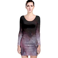 Eagle Nebula Wine Pink And Purple Pastel Stars Astronomy Long Sleeve Bodycon Dress