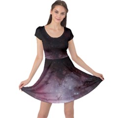 Eagle Nebula Wine Pink And Purple Pastel Stars Astronomy Cap Sleeve Dress by genx