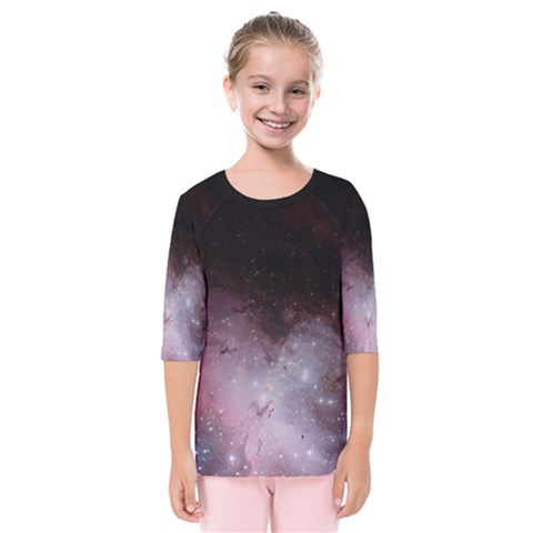 Eagle Nebula Wine Pink And Purple Pastel Stars Astronomy Kids  Quarter Sleeve Raglan Tee by genx