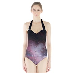 Eagle Nebula Wine Pink And Purple Pastel Stars Astronomy Halter Swimsuit