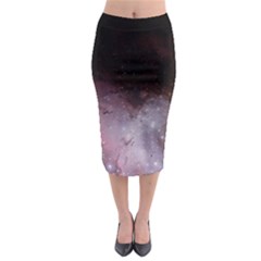 Eagle Nebula Wine Pink And Purple Pastel Stars Astronomy Midi Pencil Skirt by genx