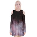 Eagle Nebula Wine Pink and Purple pastel Stars Astronomy Velvet Long Sleeve Shoulder Cutout Dress View1