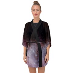 Eagle Nebula Wine Pink And Purple Pastel Stars Astronomy Half Sleeve Chiffon Kimono