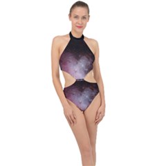 Eagle Nebula Wine Pink And Purple Pastel Stars Astronomy Halter Side Cut Swimsuit by genx