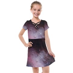 Eagle Nebula Wine Pink And Purple Pastel Stars Astronomy Kids  Cross Web Dress by genx