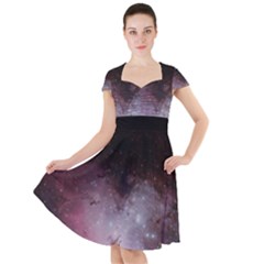 Eagle Nebula Wine Pink And Purple Pastel Stars Astronomy Cap Sleeve Midi Dress