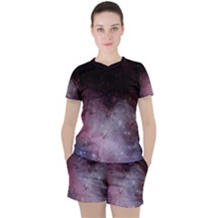 Eagle Nebula Wine Pink And Purple Pastel Stars Astronomy Women s Tee And Shorts Set