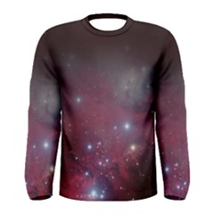 Christmas Tree Cluster Red Stars Nebula Constellation Astronomy Men s Long Sleeve Tee by genx
