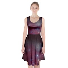 Christmas Tree Cluster Red Stars Nebula Constellation Astronomy Racerback Midi Dress by genx