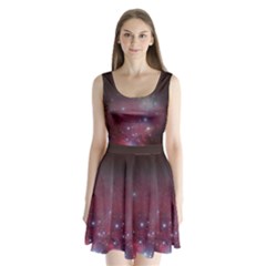 Christmas Tree Cluster Red Stars Nebula Constellation Astronomy Split Back Mini Dress  by genx