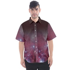 Christmas Tree Cluster Red Stars Nebula Constellation Astronomy Men s Short Sleeve Shirt