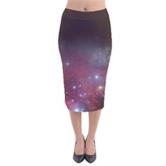 Christmas Tree Cluster Red Stars Nebula Constellation Astronomy Velvet Midi Pencil Skirt by genx