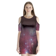 Christmas Tree Cluster Red Stars Nebula Constellation Astronomy Shoulder Cutout Velvet One Piece by genx