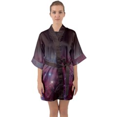 Christmas Tree Cluster Red Stars Nebula Constellation Astronomy Quarter Sleeve Kimono Robe by genx