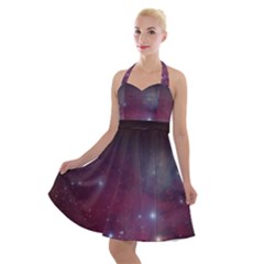 Christmas Tree Cluster Red Stars Nebula Constellation Astronomy Halter Party Swing Dress  by genx