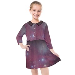 Christmas Tree Cluster Red Stars Nebula Constellation Astronomy Kids  Quarter Sleeve Shirt Dress by genx