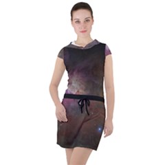 Orion Nebula Star Formation Orange Pink Brown Pastel Constellation Astronomy Drawstring Hooded Dress by genx