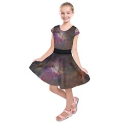 Orion Nebula Star Formation Orange Pink Brown Pastel Constellation Astronomy Kids  Short Sleeve Dress by genx