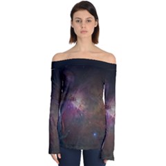 Orion Nebula Star Formation Orange Pink Brown Pastel Constellation Astronomy Off Shoulder Long Sleeve Top by genx