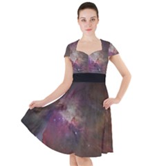 Orion Nebula Star Formation Orange Pink Brown Pastel Constellation Astronomy Cap Sleeve Midi Dress by genx