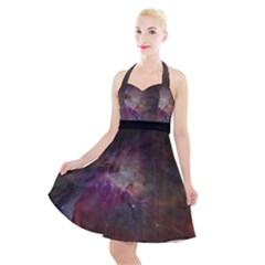 Orion Nebula Star Formation Orange Pink Brown Pastel Constellation Astronomy Halter Party Swing Dress  by genx