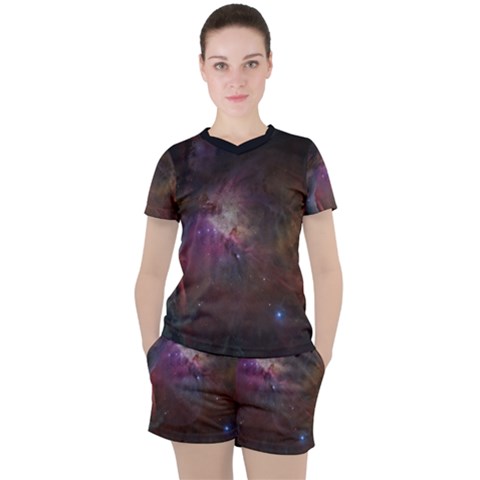 Orion Nebula Star Formation Orange Pink Brown Pastel Constellation Astronomy Women s Tee And Shorts Set by genx