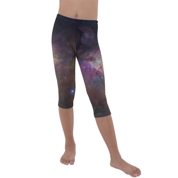 Orion Nebula star formation orange pink brown pastel constellation Astronomy Kids  Lightweight Velour Capri Leggings 